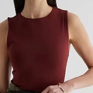 Express Body Contour Sleeveless Tank Top Burgundy Red | XS | Stretch Work Basic
